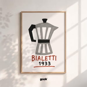 Bialetti Poster, Moka Pot Wall Art, Italian Coffee Print, Kitchen Decor, Retro Cafe Artwork