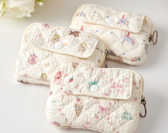 Mini pochette trapuntata per il trucco, portamonete kawaii, pochette portamonete, regali per damigelle d'onore, regalo per lei, astuccio per gioielli e anelli, contenitore per gioielli da donna