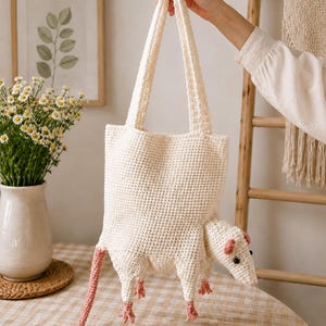 Crochet Rat Tote Bag Pattern | Amigurumi Animal Bag Tutorial (PDF Download)
