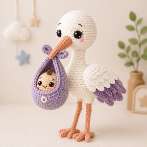 Baby Stork Crochet Pattern | Amigurumi Toy Tutorial (PDF Download)