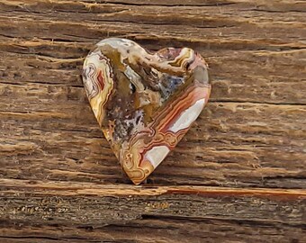 Crazy Lace Agate Heart Cabochon