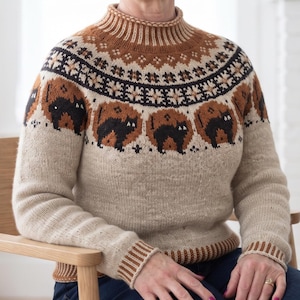 Buffalo Fair Isle Sweater Knitting Pattern, Nordic Colorwork Pullover (PDF)