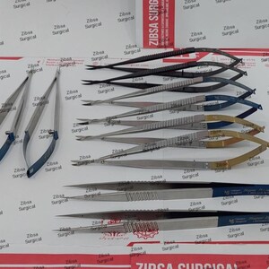 10-delars set. Kamiyama mikroinstrument. 6 st Kamiyama mikrosaxar. 2 st Kamiyama mikronålhållare. 2 st Kamiyama mikrotänger.