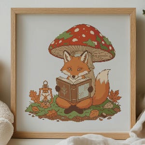 Modèle de point de croix compté « Petit renard malin » | Point de croix d'automne | Broderie « Maison chaleureuse » | Grille d'automne pour débutants (Téléchargement numérique)