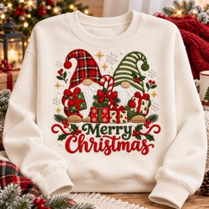 Merry Christmas Patchwork Christmas Gnome Applique Embroidery Design, Gnome Duo Machine Embroidery Files, Christmas Embroidery Design
