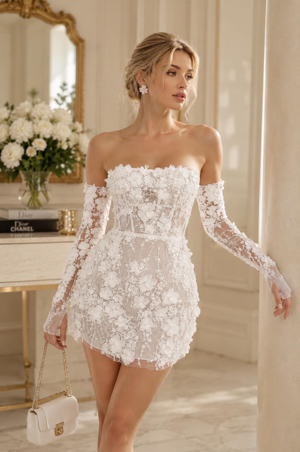 designer lace wedding dresses Andrea & Leo WL053 Long Fitted Dress – The Dress Outlet features stretch lace Size:6/12 Months Dresses For Girls First janflashsale_stylesteal