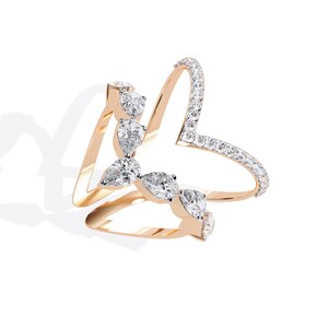 Gold Vermeil Moissanite Ring | Abstract Geometric Diamond Ring ...