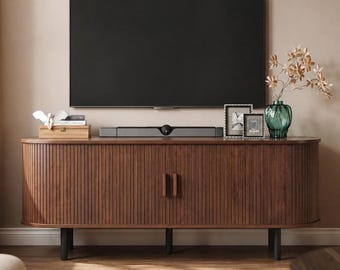TV Stand with Sliding Doors Modern Media Console