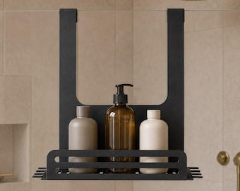 Étagère de douche en acier inoxydable – Étagère suspendue à la porte en verre pour shampoing, savon et articles de toilette