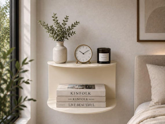 Modern Floating Nightstand, Wall Mounted Bedside Shelf, Minimalist Metal Nightstand, Bedroom Storage