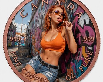 Canada Maple Leaf 1 oz .999 Fine Copper Round – Fantasy Art Edition Lollipop Graffiti