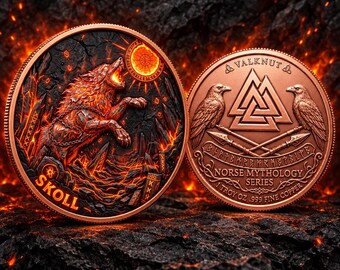 Skoll Wolf– Norse Mythology Series 1 Troy Oz .999 Fine Copper Round (40mm)