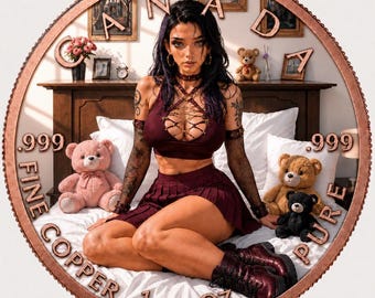 Canada Maple Leaf 1 oz .999 Fine Copper Round – Gothic Teddy Bear Art Edition