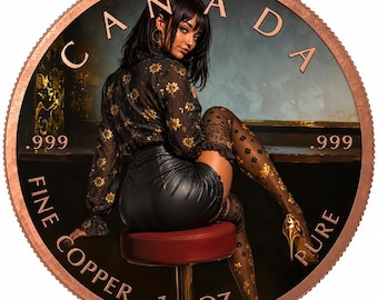 Canada Maple Leaf 1 oz .999 Fine Copper Round – Dark Glamour Art Edition