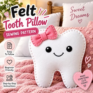 Modello PDF per cucire il cuscino della fatina dei denti / Modello per cuscino a forma di dente in feltro / Modello per principianti, download immediato