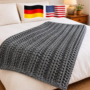 Chunky Ribbed Blanket Crochet Pattern PDF | Easy Super Bulky Yarn Throw Blanket | Modern Crochet Afghan Pattern | Quick DIY Blanket