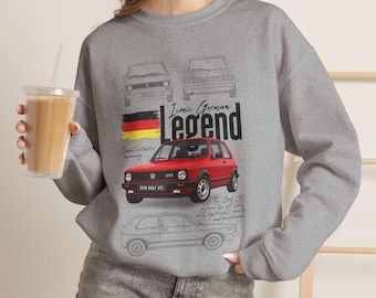 Iconic German Legend Graphic sweatshirt | Red GTI, German flag, car blueprint