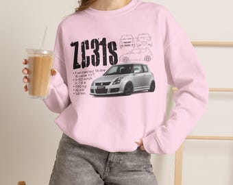 Swift Sport ZC31s Crewneck Sweatshirt | Automotive Schematic Hatchback Graphic