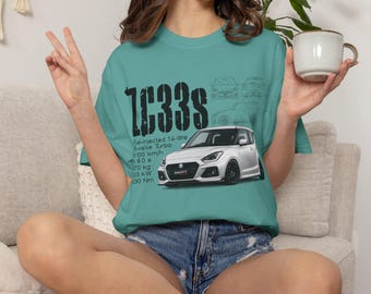 Swift Sport ZC33s Illustration T-shirt | Sport Hatchback Specs Graphic