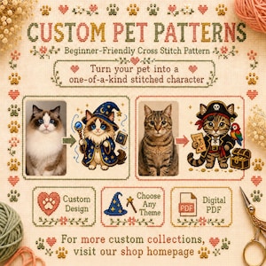 Sushi Cat Cross Stitch Pattern Bundle, Kawaii Japanese Food, Beginner PDF image 13