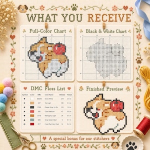 Sushi Cat Cross Stitch Pattern Bundle, Kawaii Japanese Food, Beginner PDF image 9