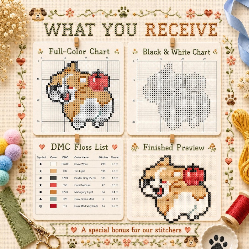 Sushi Cat Cross Stitch Pattern Bundle, Kawaii Japanese Food, Beginner PDF image 9
