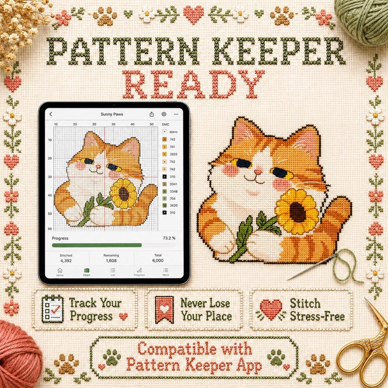 Sushi Cat Cross Stitch Pattern Bundle, Kawaii Japanese Food, Beginner PDF image 11