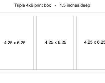 Custom Triple 4x6x1.5 - Wood print box for 4x6 photos - (NO USB section)