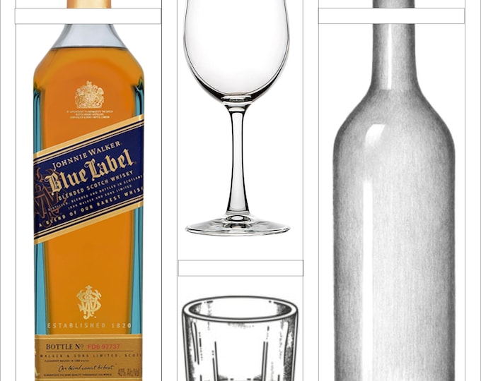 Custom His and Hers Whiskey & Wine Box - space for 1 whiskey bottle with glass and 1 wine bottle with glass (glasses are included)