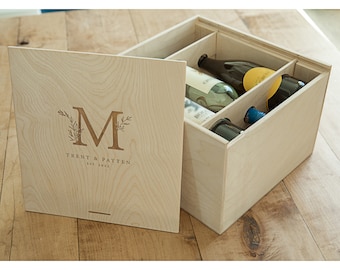 6 Bottle Wine Box with dividers (box only), Realtor Boxes - Corporate Gifts  - Real Estate Agent - Wedding gift - Anniversary Gift