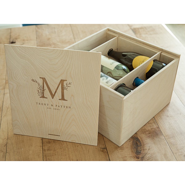 6 Bottle Wine Box with dividers (box only), Realtor Boxes - Corporate Gifts  - Real Estate Agent - Wedding gift - Anniversary Gift