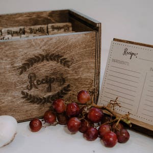 5x7 Laser Engraved Wood Recipe Box with recipe stand also includes engraved wood recipe card dividers image 5