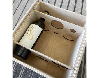 set of 10 - Custom size 6 bottle wine box - Laser Engraving included -finished size 13.25x12.75x8.5 (5 gray + 5 Brown engraved)