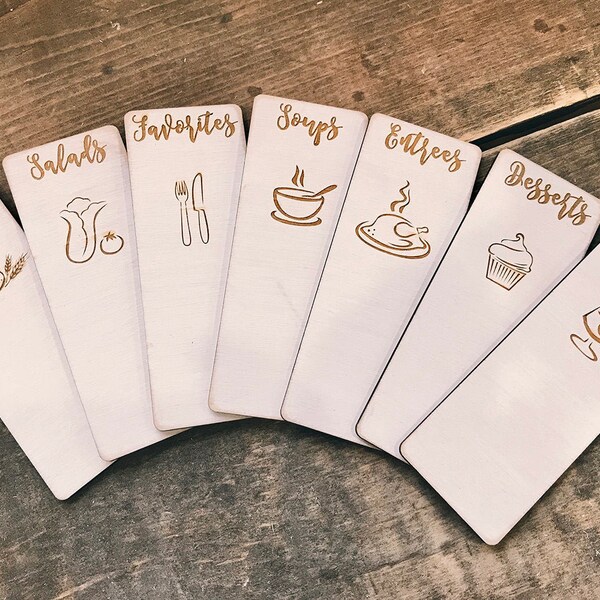 3X5, 4x6 or 5x7- CUSTOM engraved wood recipe card dividers