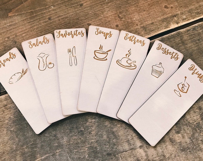 3X5, 4x6 or 5x7- CUSTOM engraved wood recipe card dividers