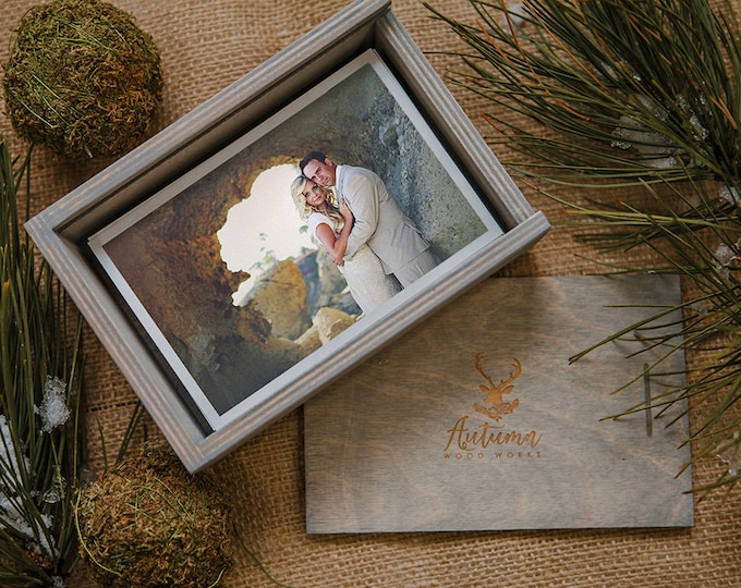 Set of 9 boxes - 4x6 photo box - Wood print box with enough space for 4x6 prints