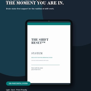 Planificador de enfermería para TDAH / Kit de herramientas para la función ejecutiva en turnos / PDF digital para trabajadores de la salud / Reinicio del turno de noche