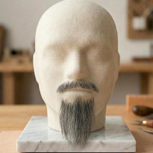 Pointed Goatee Beard & Mustache Set Black Gray White Facial Hair