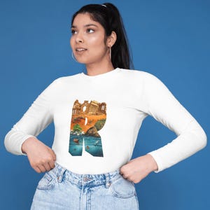 Abstract Letter R T-Shirt Design, Desert Ocean Ruins Art (Digital Download)