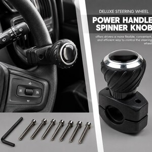 Deluxe Steering Wheel Spinner Knob | 360 Rotating Suicide Knob, One-Hand Power Handle for Cars, Trucks, Tractors, Forklifts & Mowers