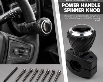 Deluxe Steering Wheel Spinner Knob | 360 Rotating Suicide Knob, One-Hand Power Handle for Cars, Trucks, Tractors, Forklifts & Mowers