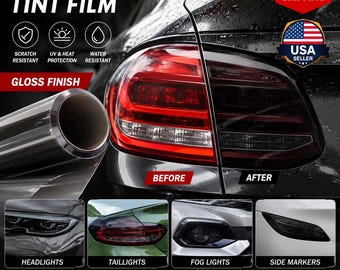 Headlight Tint Film Vinyl Wrap | Gloss Smoke Light Protection Film | Taillight Overlay Sticker | DIY Car Light Wrap | 30cm Wide