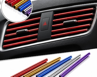 Car Air Vent Trim Strips 10PCS U Shape Interior Decor, Dashboard Vent Decoration, PVC Chrome Trim, Easy Install Auto Accessories