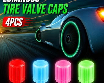 Glow in The Dark Tire Valve Caps Set of 4 Universal Luminous Wheel Stem Caps for Cars SUVs Trucks Motorcycles Bikes Auto Accessories
