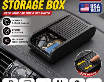 Car Dashboard Storage Box, Center Console Organizer, Telescopic Coin Holder, Car Interior Storage Case, Key Card & Cable Organizer