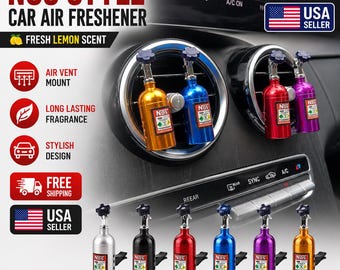 NOS Style Car Air Freshener, Nitrogen Bottle Air Vent Freshener, Car Aroma Diffuser, Auto Vent Perfume, Racing Car Interior Accessory