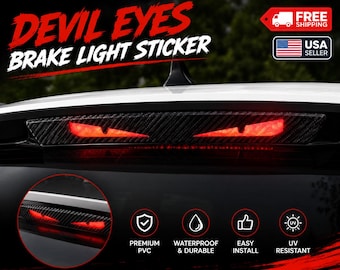 Devil Eyes Third Brake Light Sticker Carbon Fiber Vinyl Decal Rear Stop Light Overlay Universal Car Styling Waterproof PVC