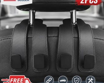 2Pcs Heavy Duty Car Headrest Hooks - 20KG/44LB Capacity Back Seat Organizer, Universal Hanger Clips for Bags, Purses & Coats