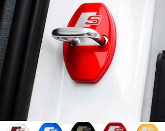 Sports Style Car Door Lock Cover Set | 4PCS Stainless Steel Door Lock Protector Caps | Universal Car Interior Trim Accessory