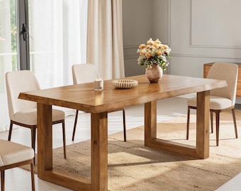Solid Wood Dining Table Farmhouse Kitchen Table for 4-6